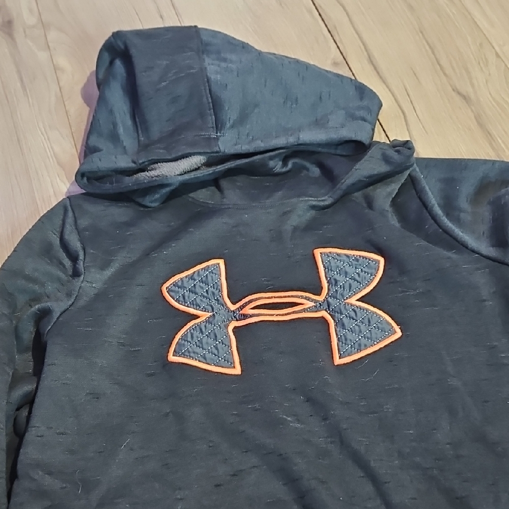 Under Armour Charcoal Hoodie with Vibrant Orange Emblem